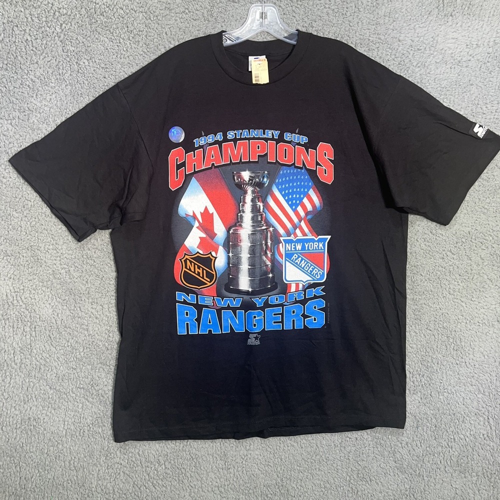 NOS Starter New York Rangers T Shirt Men's XL Black '94 Stanley Cup Made USA Tee